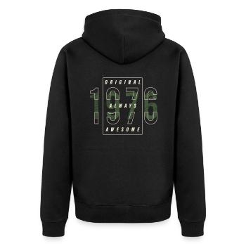 Original 1976 Geburtsjahr Urban Geschenk Jahrgang - Unisex Premium Bio Zip Hoodie - Schwarz - Hinten - Nico (187cm)