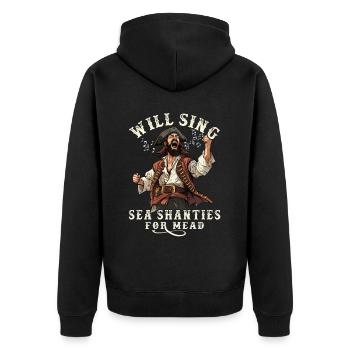 Song Sea Shanty Design Für Lieben Singen Boots - Unisex Premium Bio Zip Hoodie - Schwarz - Hinten - Nico (187cm)