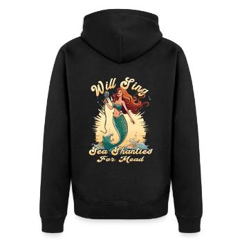 Song Sea Shanty Design Für Lieben Singen Boots - Unisex Premium Bio Zip Hoodie - Schwarz - Hinten - Nico (187cm)
