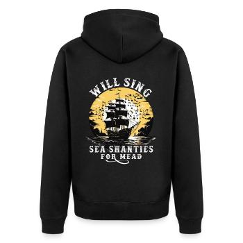 Song Sea Shanty Design Für Lieben Singen Boots - Unisex Premium Bio Zip Hoodie - Schwarz - Hinten - Nico (187cm)