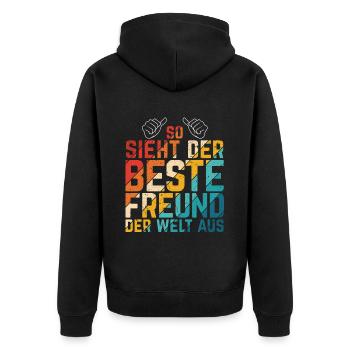 So Sieht Der Beste Freund Der Welt Aus Bester Freu - Unisex Premium Bio Zip Hoodie - Schwarz - Hinten - Nico (187cm)