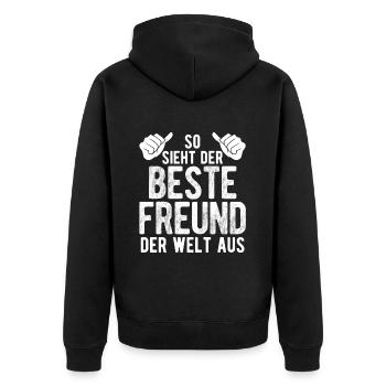 So Sieht Der Beste Freund Der Welt Aus Spruch Best - Unisex Premium Bio Zip Hoodie - Schwarz - Hinten - Nico (187cm)