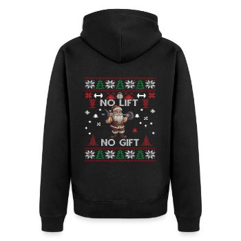 No Lift No Gift Fitness Weihnachten Geschenk Gym - Unisex Premium Bio Zip Hoodie - Schwarz - Hinten - Nico (187cm)