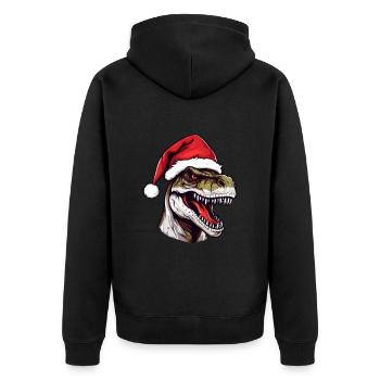 Dinosaur Head Christmas Portrait - Unisex Premium Organic Zip Hoodie - black - Back - Nico (187cm)