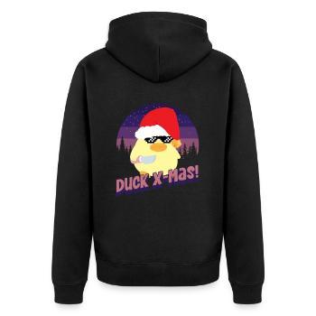 Duck X-Mas Gans - Ente mit Messer Duck with Knife - Unisex Premium Bio Zip Hoodie - Schwarz - Hinten - Nico (187cm)