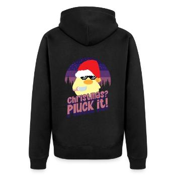 Plumer Noël - Ente mit Messer Duck with Knife - Veste à capuche bio Premium Unisexe - noir - Dos - Nico (187cm)