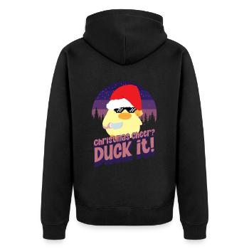 Noël Duck it - Ente mit Messer Duck with Knife - Veste à capuche bio Premium Unisexe - noir - Dos - Nico (187cm)