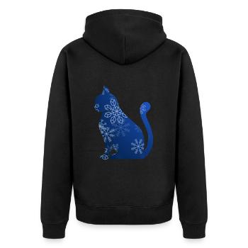 Cat Domestic Cat Shorthair Maine Coon Christmas - Unisex Premium Organic Zip Hoodie - black - Back - Nico (187cm)