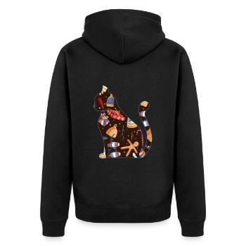 Chat domestique Chat à poil court Maine Coon Noël - Veste à capuche bio Premium Unisexe - noir - Dos - Nico (187cm)