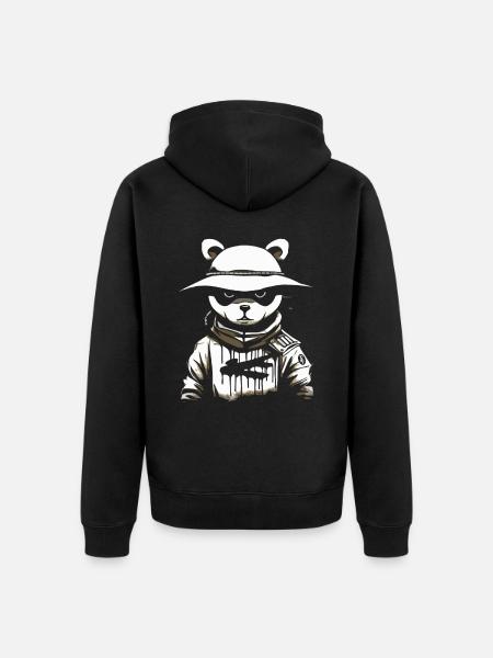 Martial Arts Fighting Bear - Unisex Premium Organic Zip Hoodie - black