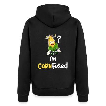 Je suis maïs Fusion maïs jeux de mots Agriculture - Veste à capuche bio Premium Unisexe - noir - Dos - Nico (187cm)