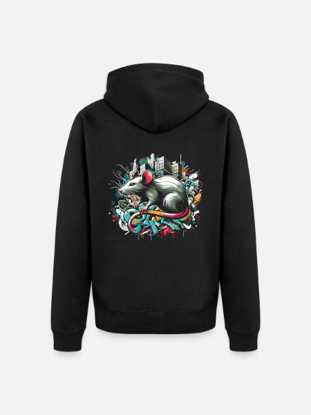 Graffiti Rat: Urban Intelligence - Unisex Premium Organic Zip Hoodie - black