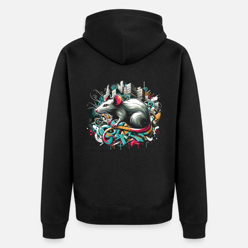 Graffiti Rat : l’intelligence urbaine - Veste à capuche bio Premium Unisexe - noir
