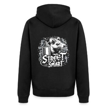 Urban Rat: Sprayer of Asphalt - Unisex Premium Organic Zip Hoodie - black - Back - Nico (187cm)