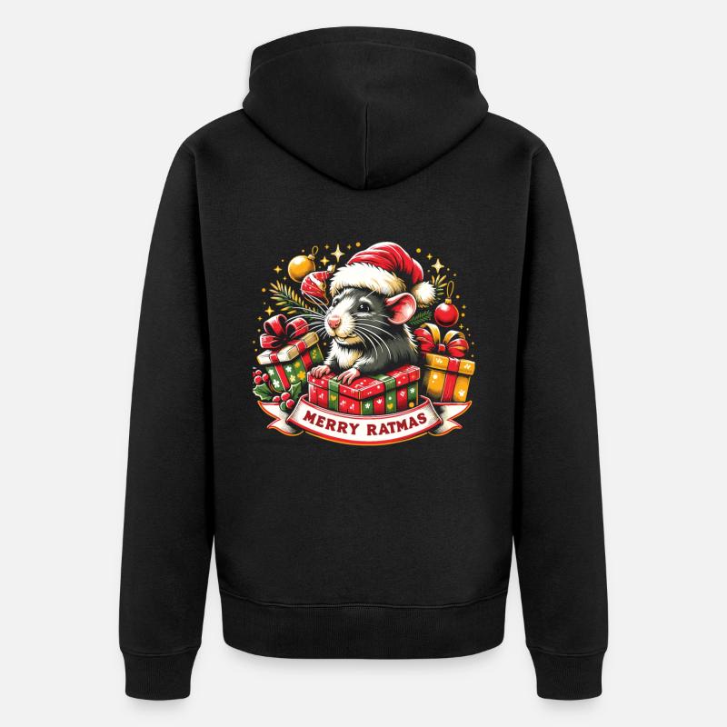 Merry Rat - Joyeux Noël - Veste à capuche bio Premium Unisexe - noir