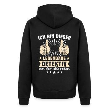 Detektiv Sprüche - Unisex Premium Bio Zip Hoodie - Schwarz - Hinten - Nico (187cm)
