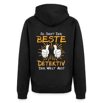 Detektiv Geschenkidee - Unisex Premium Bio Zip Hoodie - Schwarz - Hinten - Nico (187cm)