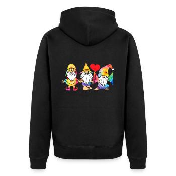 Drei Hippie -Gnomes Groovy Binde Dye Gnomies - Unisex Premium Bio Zip Hoodie - Schwarz - Hinten - Nico (187cm)