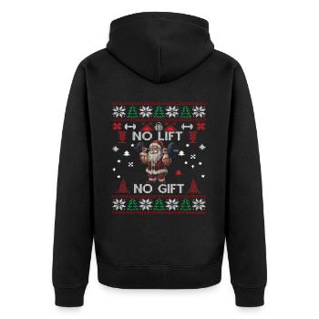 No Lift No Gift Fitness Weihnachten Geschenk Gym - Unisex Premium Bio Zip Hoodie - Schwarz - Hinten - Nico (187cm)