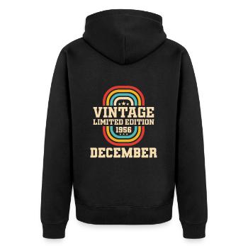 67th Birthday December Vintage 1956 Vintage - Unisex Premium Organic Zip Hoodie - black - Back - Nico (187cm)