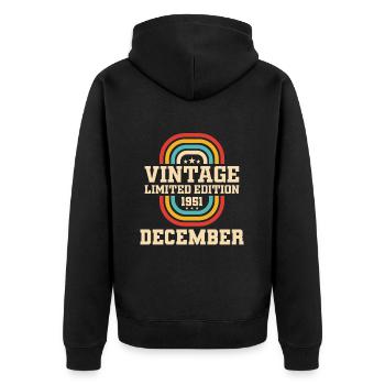72. Geburtstag Dezember Jahrgang 1951 Vintage - Unisex Premium Bio Zip Hoodie - Schwarz - Hinten - Nico (187cm)