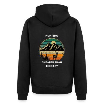 Unique Hunt - Unisex Premium Organic Zip Hoodie - black - Back - Nico (187cm)