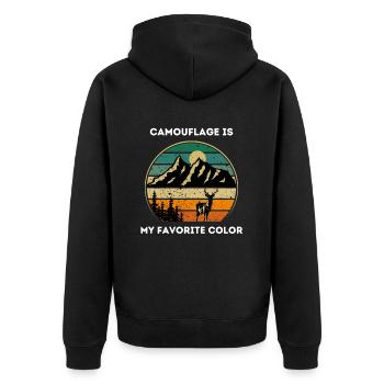 Unique Hunt - Unisex Premium Organic Zip Hoodie - black - Back - Nico (187cm)