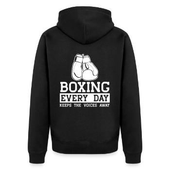 Boxer Boxing Gloves Amateur Boxing - Unisex Premium Bio Zip Hoodie - Schwarz - Hinten - Nico (187cm)