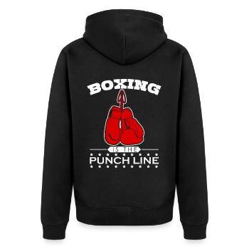 Boxing Gloves Boxer Punching Bag - Unisex Premium Bio Zip Hoodie - Schwarz - Hinten - Nico (187cm)