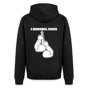 Boxer Joke Boxing Gloves - Unisex Premium Bio Zip Hoodie - Schwarz - Hinten - Nico (187cm)