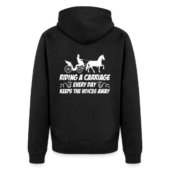Horse Carriage Riding Coachman - Unisex Premium Organic Zip Hoodie - black - Back - Nico (187cm)