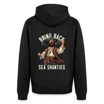 Song Sea Shanty Design Für Lieben Singen Boots - Unisex Premium Bio Zip Hoodie - Schwarz - Hinten - Nico (187cm)