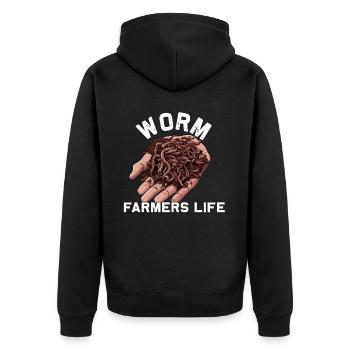 Earthworm -Handworm -Agriculture - Unisex Premium Organic Zip Hoodie - black - Back - Nico (187cm)