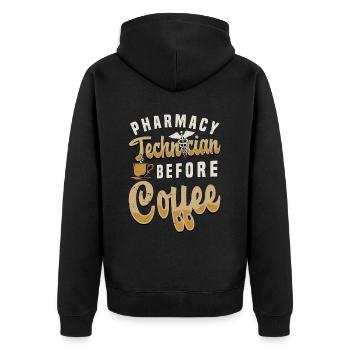 Technicien en pharmacie avant les médicaments Amateur de café - Veste à capuche bio Premium Unisexe - noir - Dos - Nico (187cm)