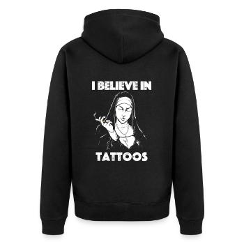 Tattoo Artist Lustiges Tattoo - Unisex Premium Bio Zip Hoodie - Schwarz - Hinten - Nico (187cm)