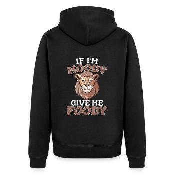 Lion Drôle Si Je Suis De Mauvaise Humeur Donnez-Moi Gourmand - Veste à capuche bio Premium Unisexe - noir - Dos - Nico (187cm)