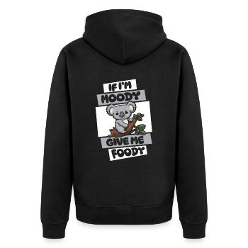 Koala Bear Funny If Im Moody Give Me Foody - Unisex Premium Organic Zip Hoodie - black - Back - Nico (187cm)