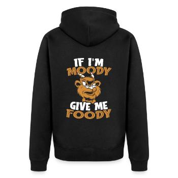 Ziege Lustig If Im Moody Give Me Foody - Unisex Premium Bio Zip Hoodie - Schwarz - Hinten - Nico (187cm)