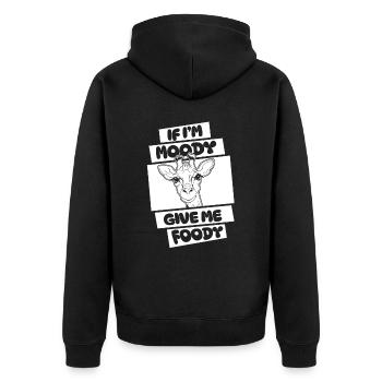 Giraffe Witzig If Im Moody Give Me Foody - Unisex Premium Bio Zip Hoodie - Schwarz - Hinten - Nico (187cm)