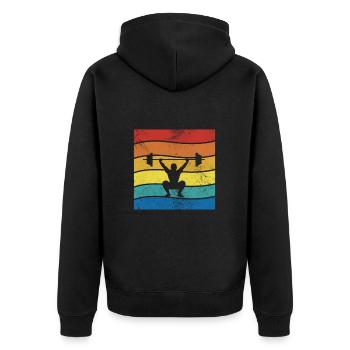 Bodybuilder - Unisex Premium Bio Zip Hoodie - Schwarz - Hinten - Nico (187cm)