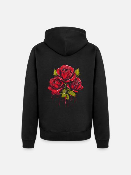 Rote Rose Goth Cool - Unisex Premium Bio Zip Hoodie - Schwarz