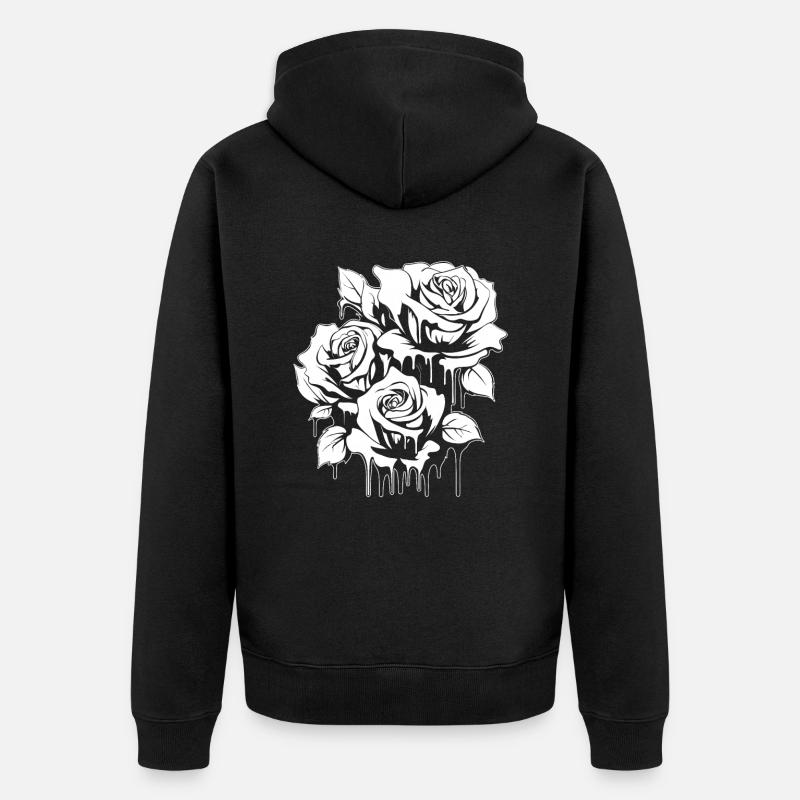 Rote Rose Goth Cool - Unisex Premium Bio Zip Hoodie - Schwarz