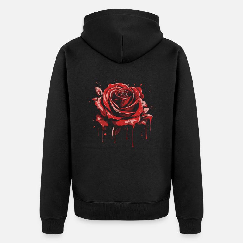 Rote Rose Goth Cool - Unisex Premium Bio Zip Hoodie - Schwarz