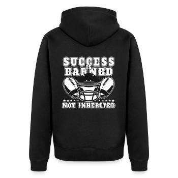 Success Is Earned Inspiring Quote American Footbal - Unisex Premium Bio Zip Hoodie - Schwarz - Hinten - Nico (187cm)