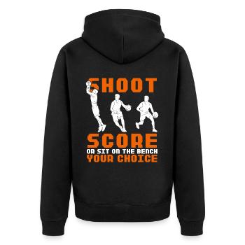 Shoot Score Your Choice Basketball Coach Funny Gam - Unisex Premium Bio Zip Hoodie - Schwarz - Hinten - Nico (187cm)
