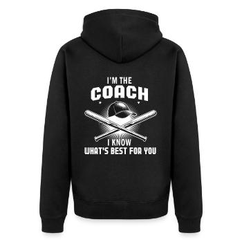 Funny Baseball Coach Game Team Training Sports - Unisex Premium Bio Zip Hoodie - Schwarz - Hinten - Nico (187cm)