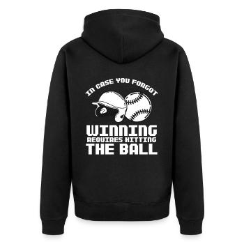 Winning Requires Hitting The Ball Sports Baseball - Unisex Premium Bio Zip Hoodie - Schwarz - Hinten - Nico (187cm)