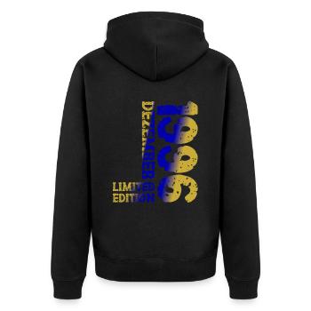 1996 Dezember Limited Edition 27. Geburtstag Deko - Unisex Premium Bio Zip Hoodie - Schwarz - Hinten - Nico (187cm)