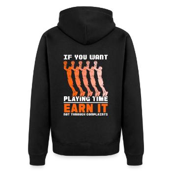 Retro Basketball Player Funny Game Sports Coach - Unisex Premium Bio Zip Hoodie - Schwarz - Hinten - Nico (187cm)