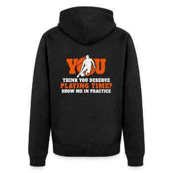 Funny Bball Player Sports Baller Basketball Coach - Unisex Premium Bio Zip Hoodie - Schwarz - Hinten - Nico (187cm)